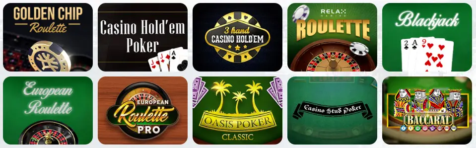 Juegos de mesa en Gambeta10 Casino